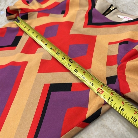 Naven | 70's Mini Dress | Geometric Purple, Red,‎ Gold | Women's Size 6 - Picture 8 of 11